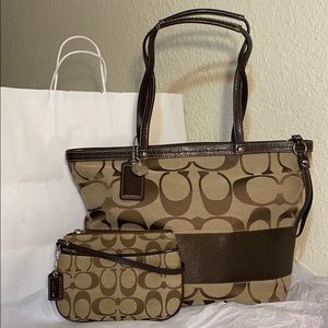 Coach Handbag & Matching Wristlet